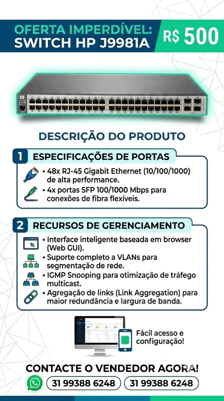 Switch 48 portas gigas - Foto 3