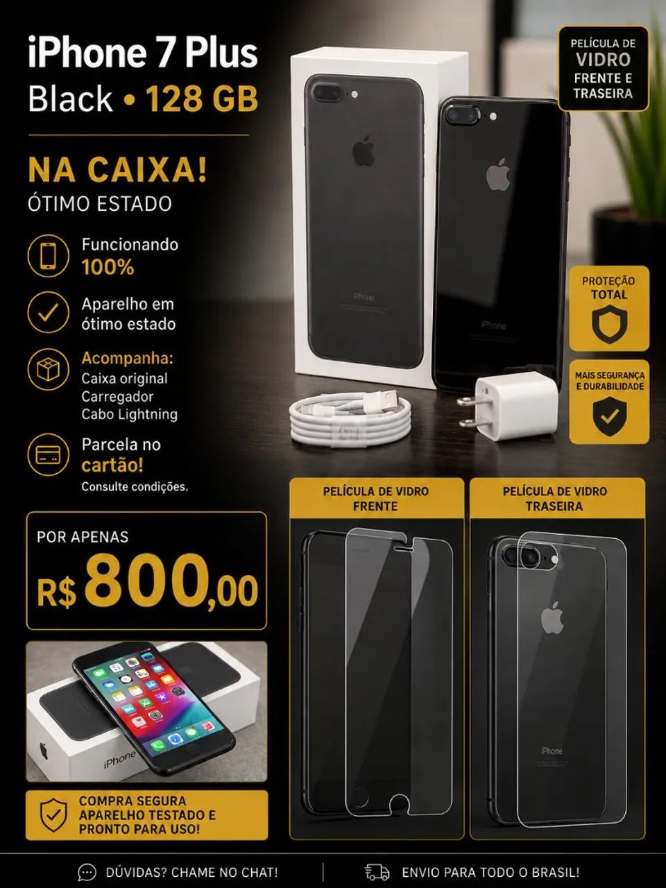 iPhone 7Plus Black 128gb funcionando  - Foto 5