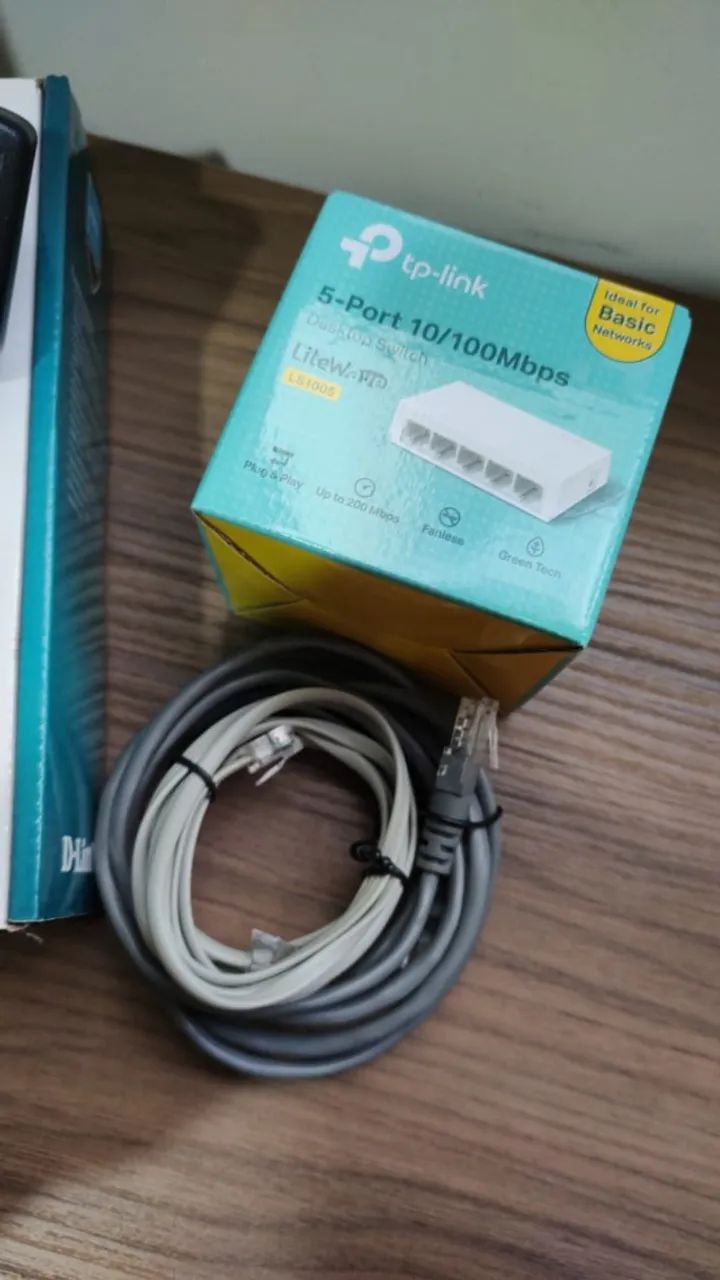 Kit Rede D-Link N300 + Switch TP-Link 5 Portas + Fonte e Cabos - Foto 5