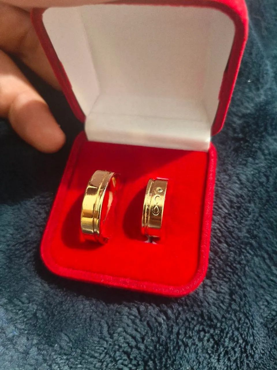 Par de alianças Rommanel banhada em ouro