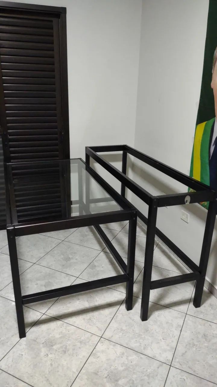Mesa de escritório de vidro com aparador  - Foto 3