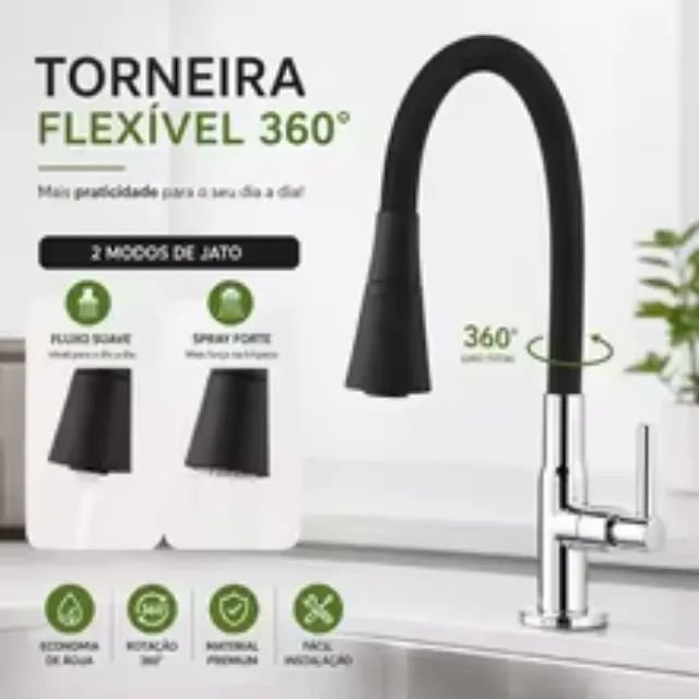 TORNEIRA GOURMET INOX PRATA COM ROTAÇÃO 360°