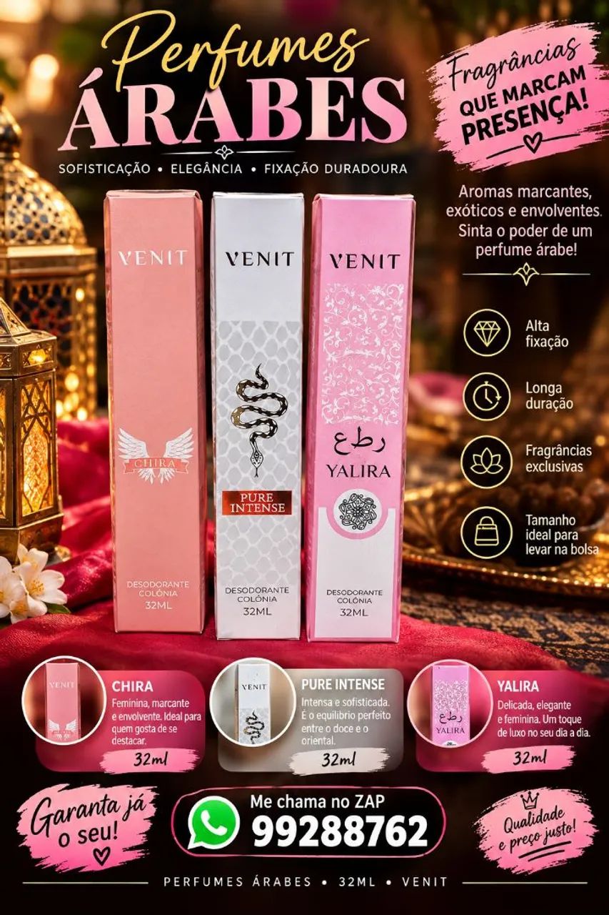 Perfumes árabes 32 ml alta fixação 