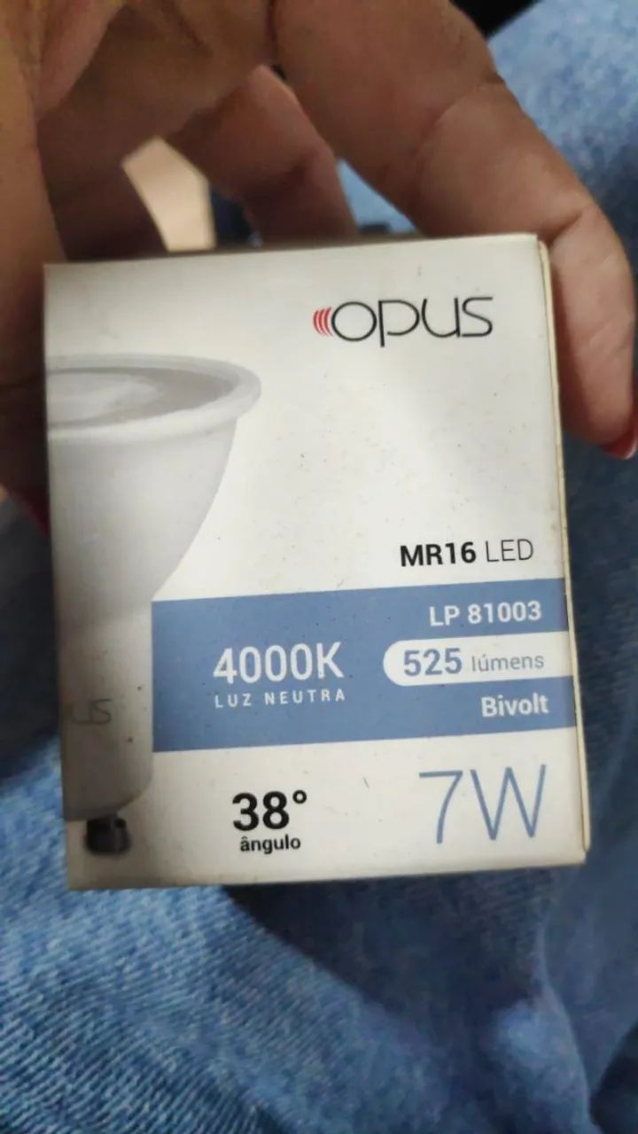 OPS 81003-Lâmpada LED Dicroica PAR16 GU10 40° 4000K 7W Bivolt - Opus
