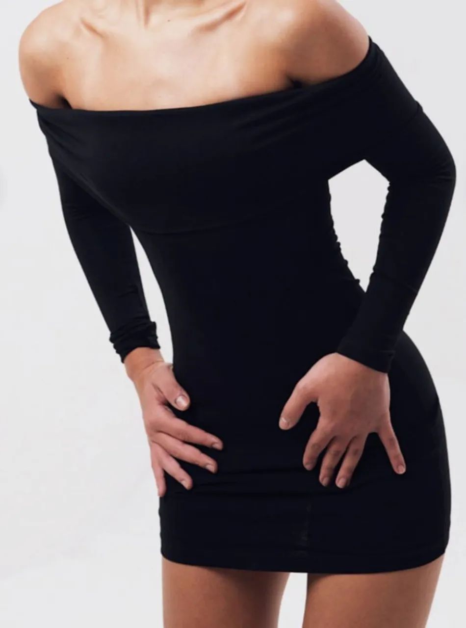 Vestido Pangeia Preto Manga Longa - Foto 2