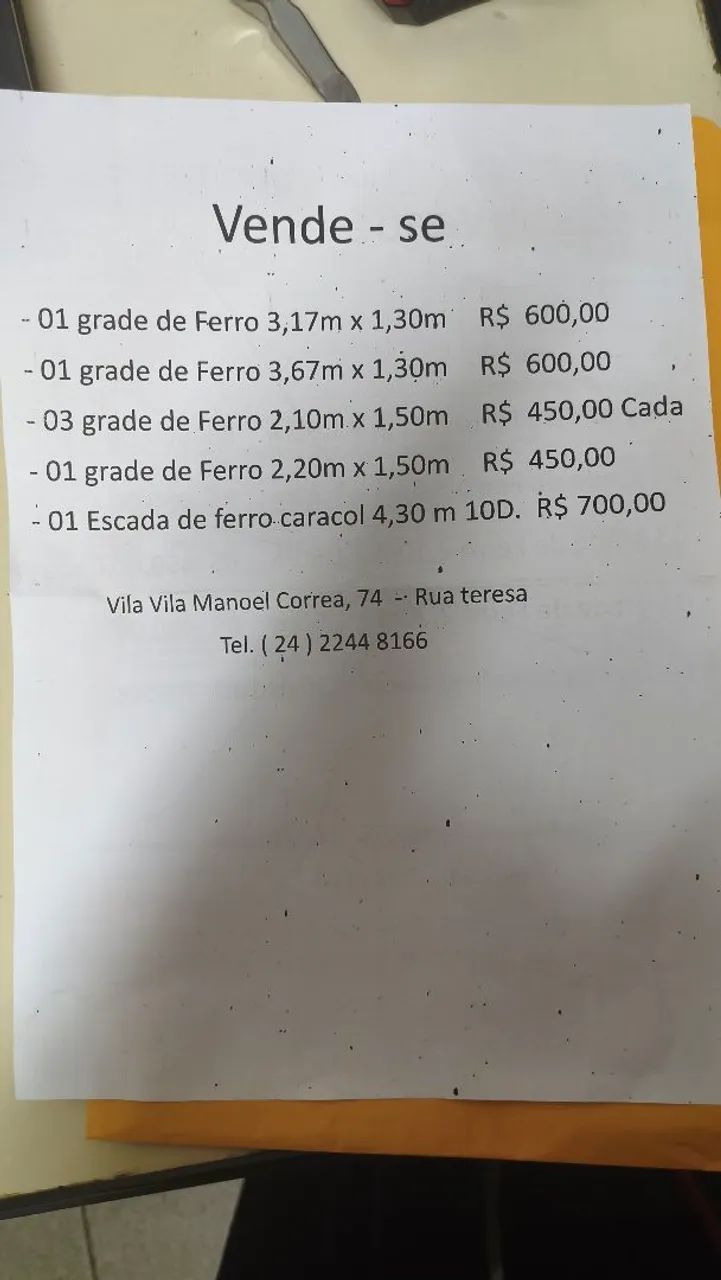 Grades em ótimo preço 