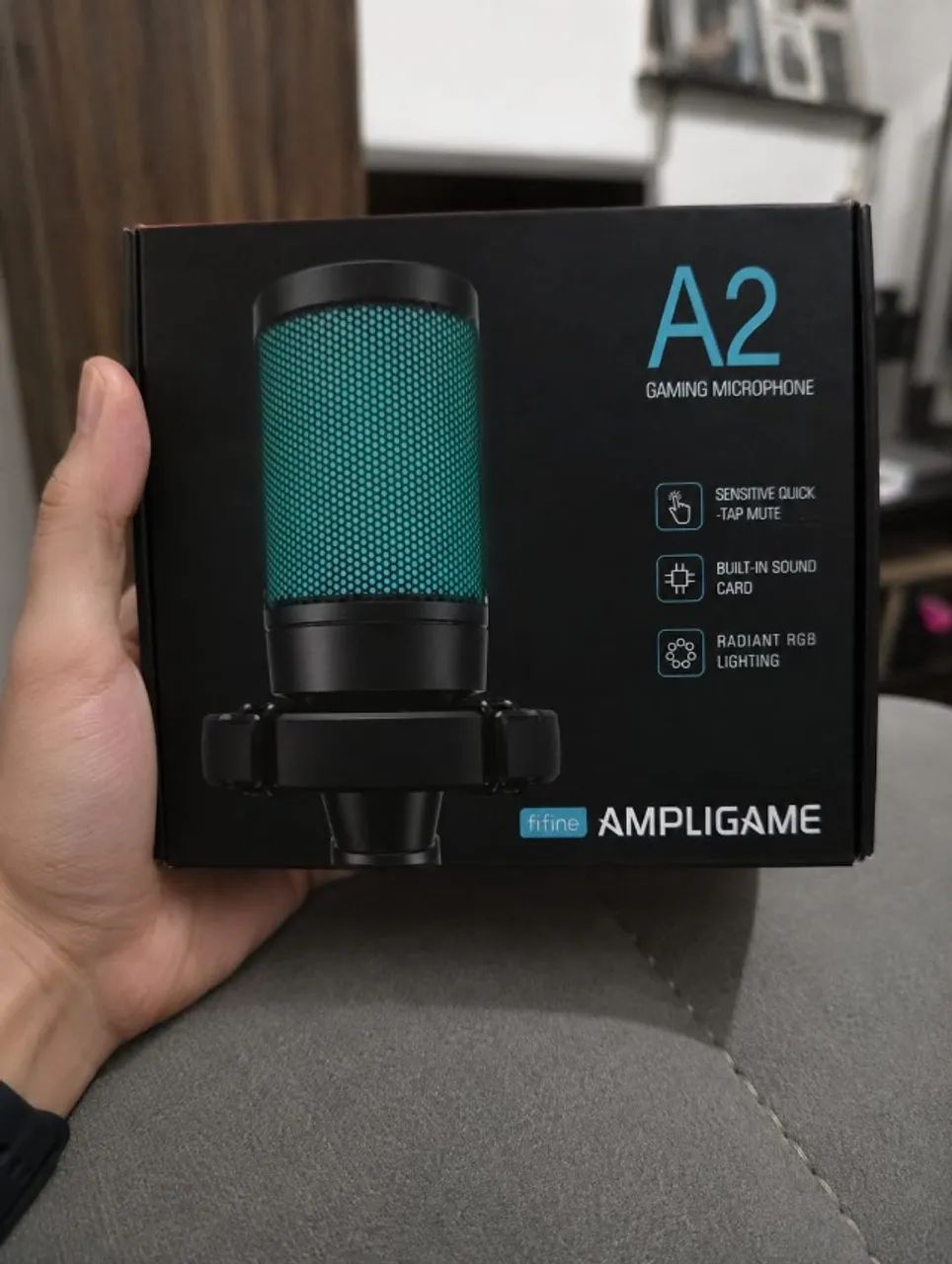 Microfone Usb Fifine A2 Rgb Condensador C/ Tripé - Preto