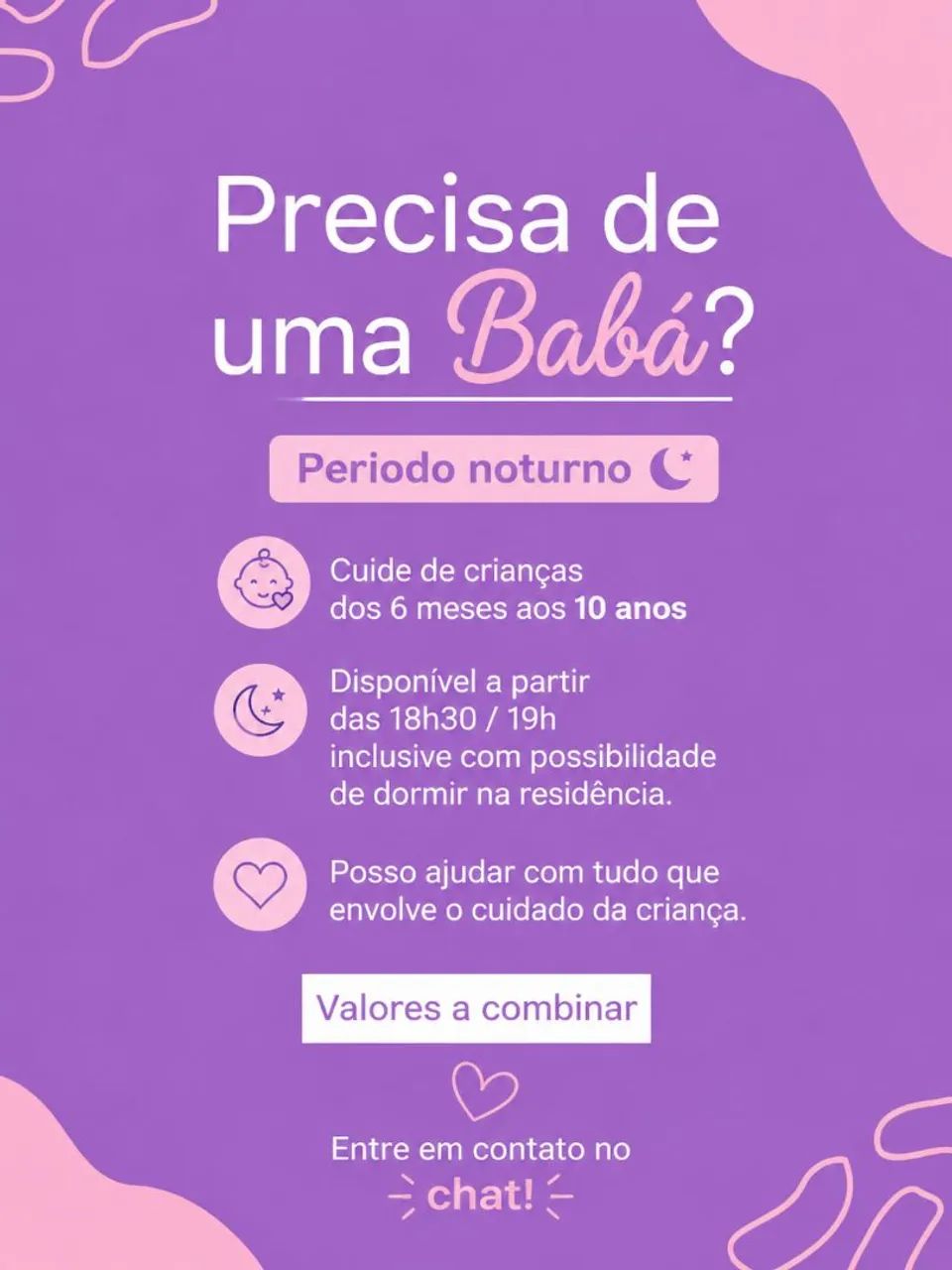 Babá noturna disponível 