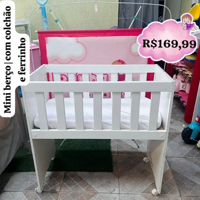 Mini Berço Branco com colchão, usado bom estado