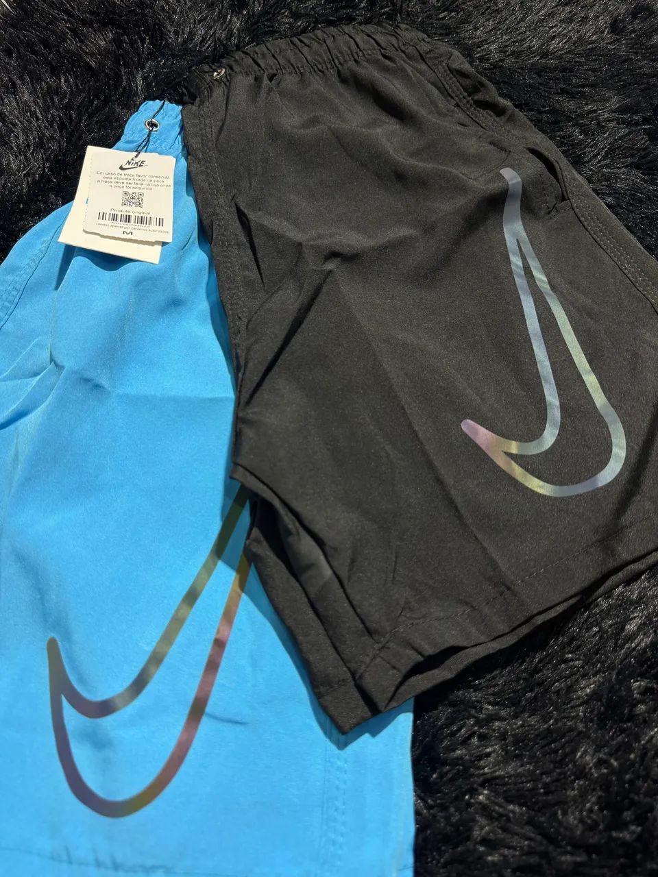 Shorts Nike Masculino - Preto e Azul com Logo Refletivo - Foto 3