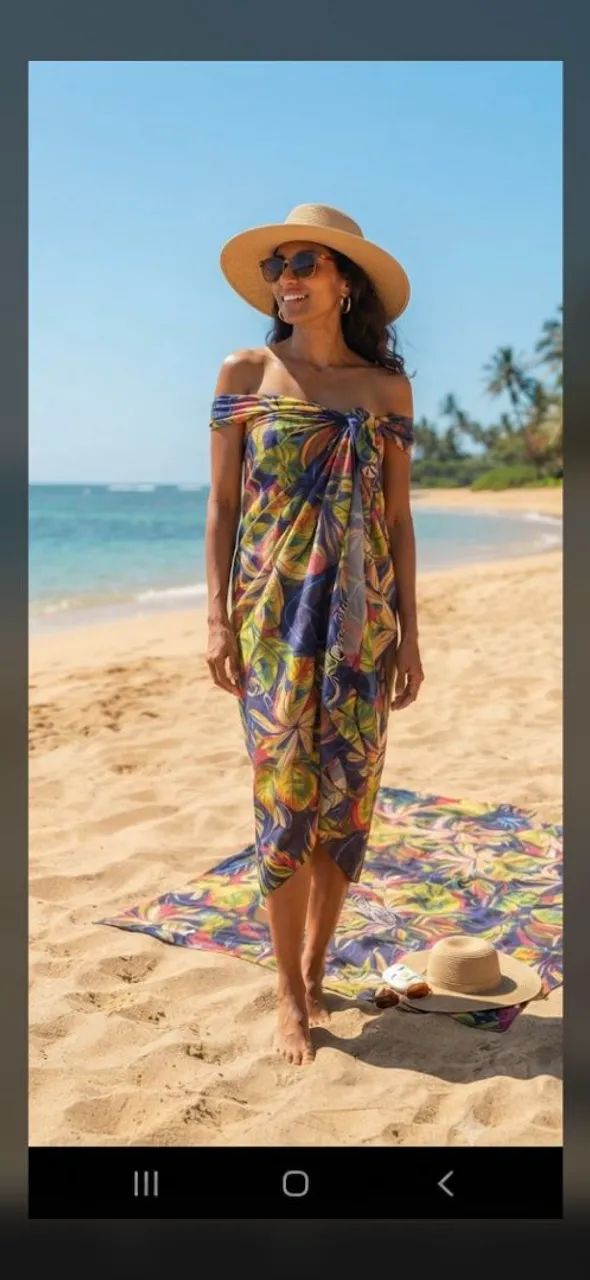 Canga ou saída de praia colorida da Ilhas Cook original  - Foto 4