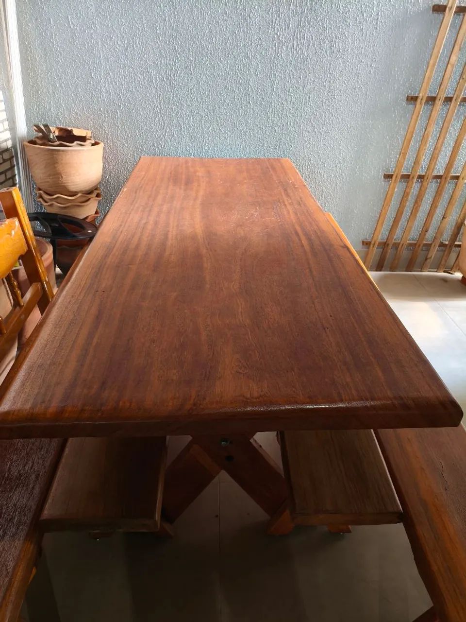 Mesa prancha de madeira com banco  - Foto 2
