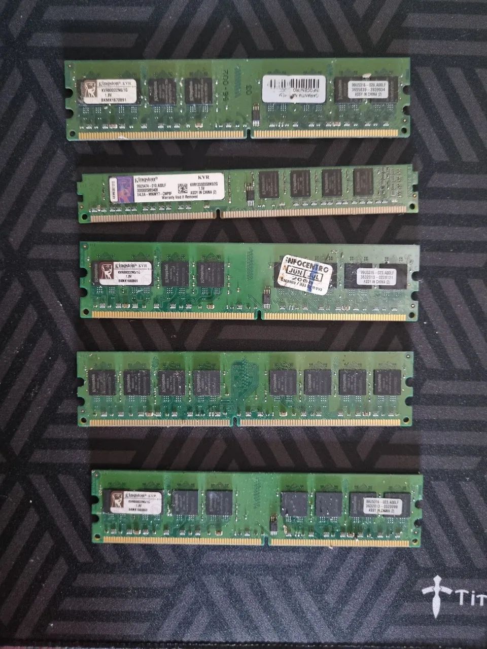 Lote Memória RAM 1GB a 2GB - ddr2 e ddr3 Kingston 