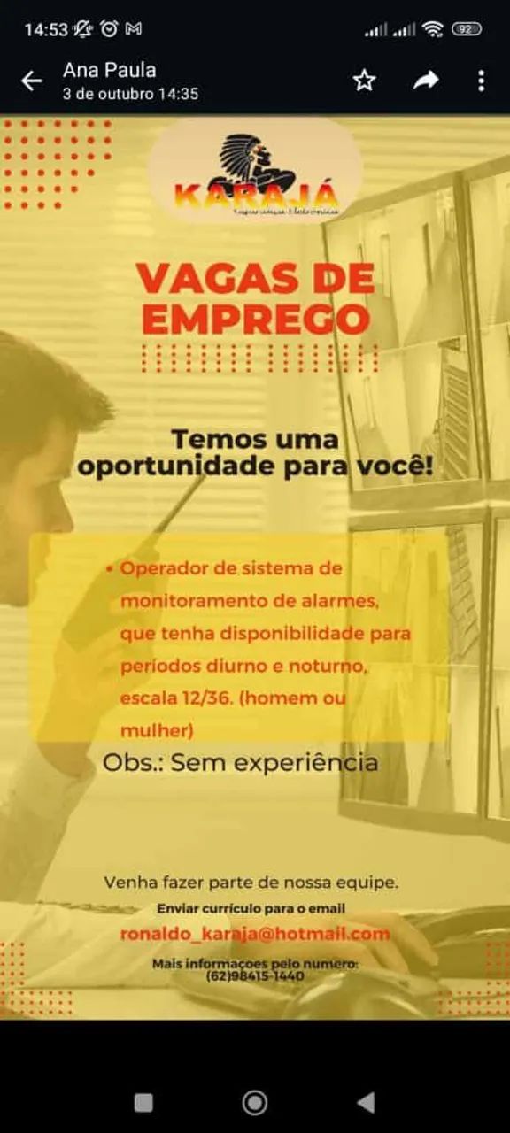 Vaga monitor de sistema de segurança  - Foto 2