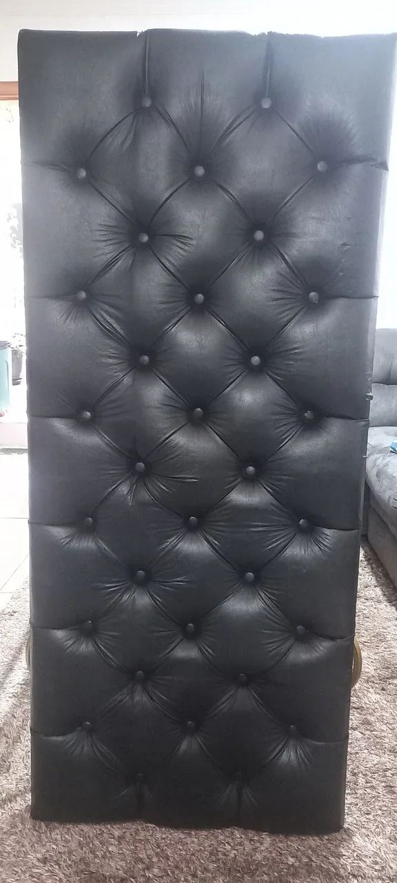 Cabeceira Cama Box Casal Estofada Capitone preta  - Foto 2
