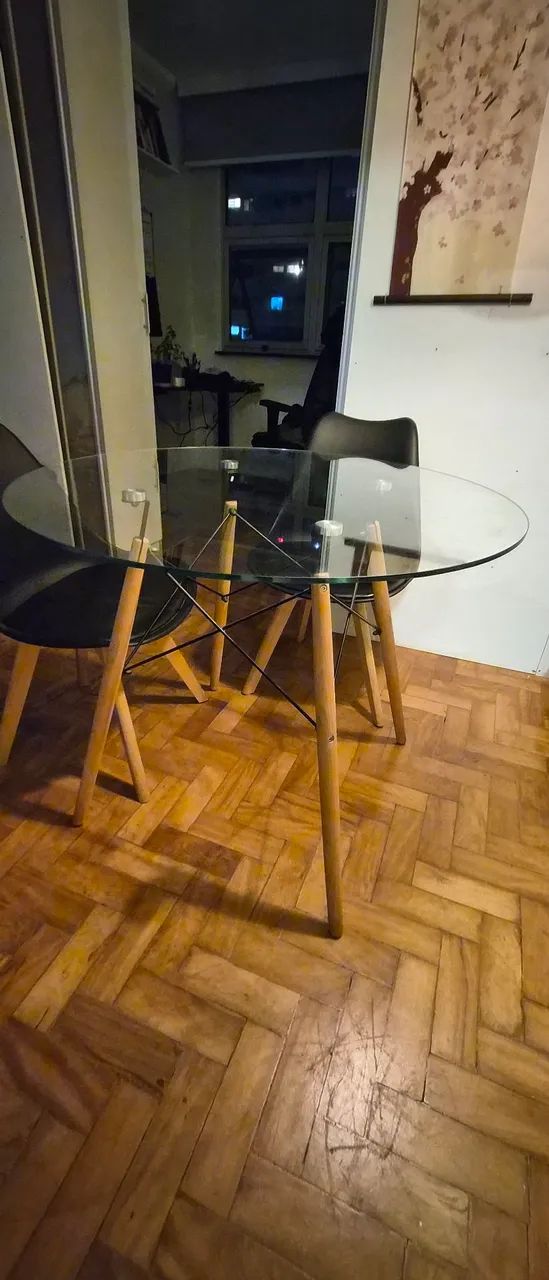 Mesa de Jantar Vidro Tok&Stok 90cm - Foto 2