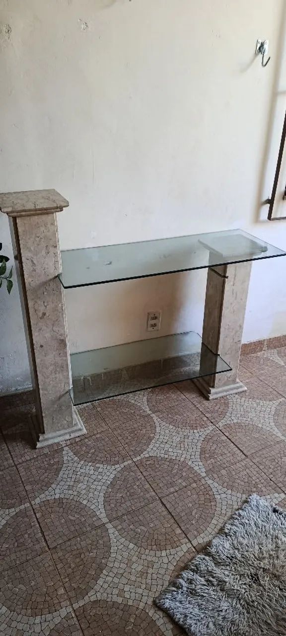 Conjunto Mesa de Jantar de Vidro com Aparador e Base em mármore  - Foto 4