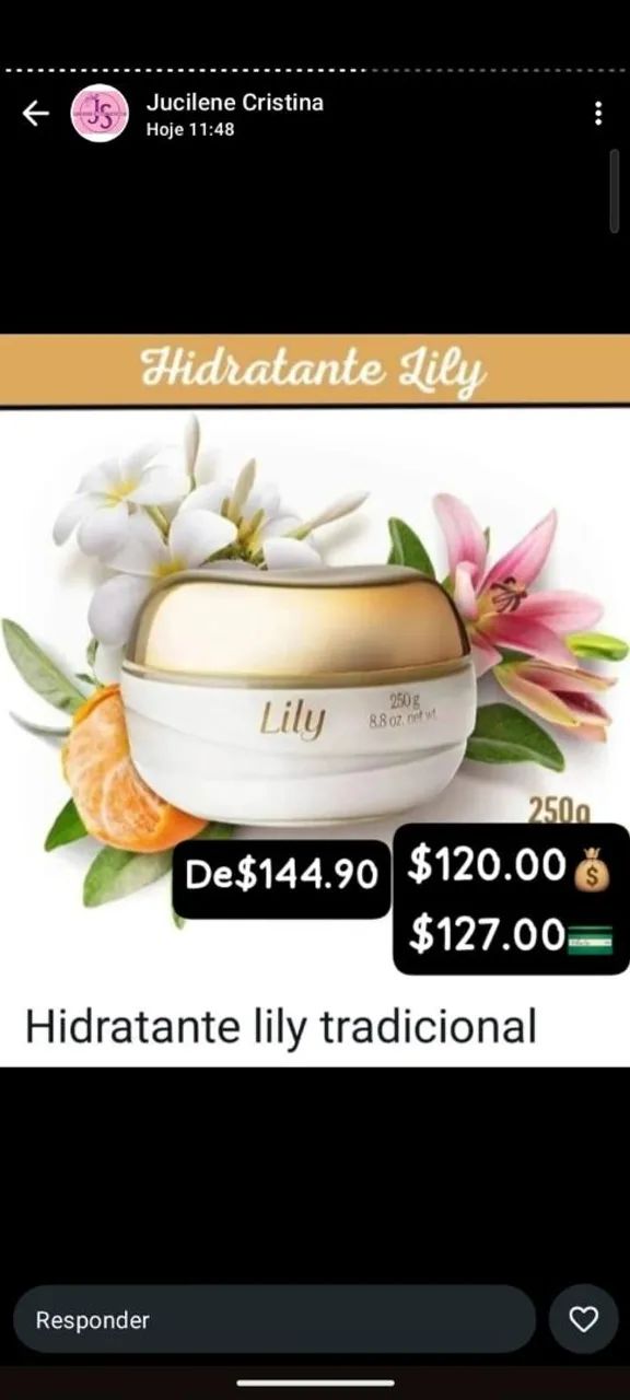 Creme hidratante Lili acetinado 