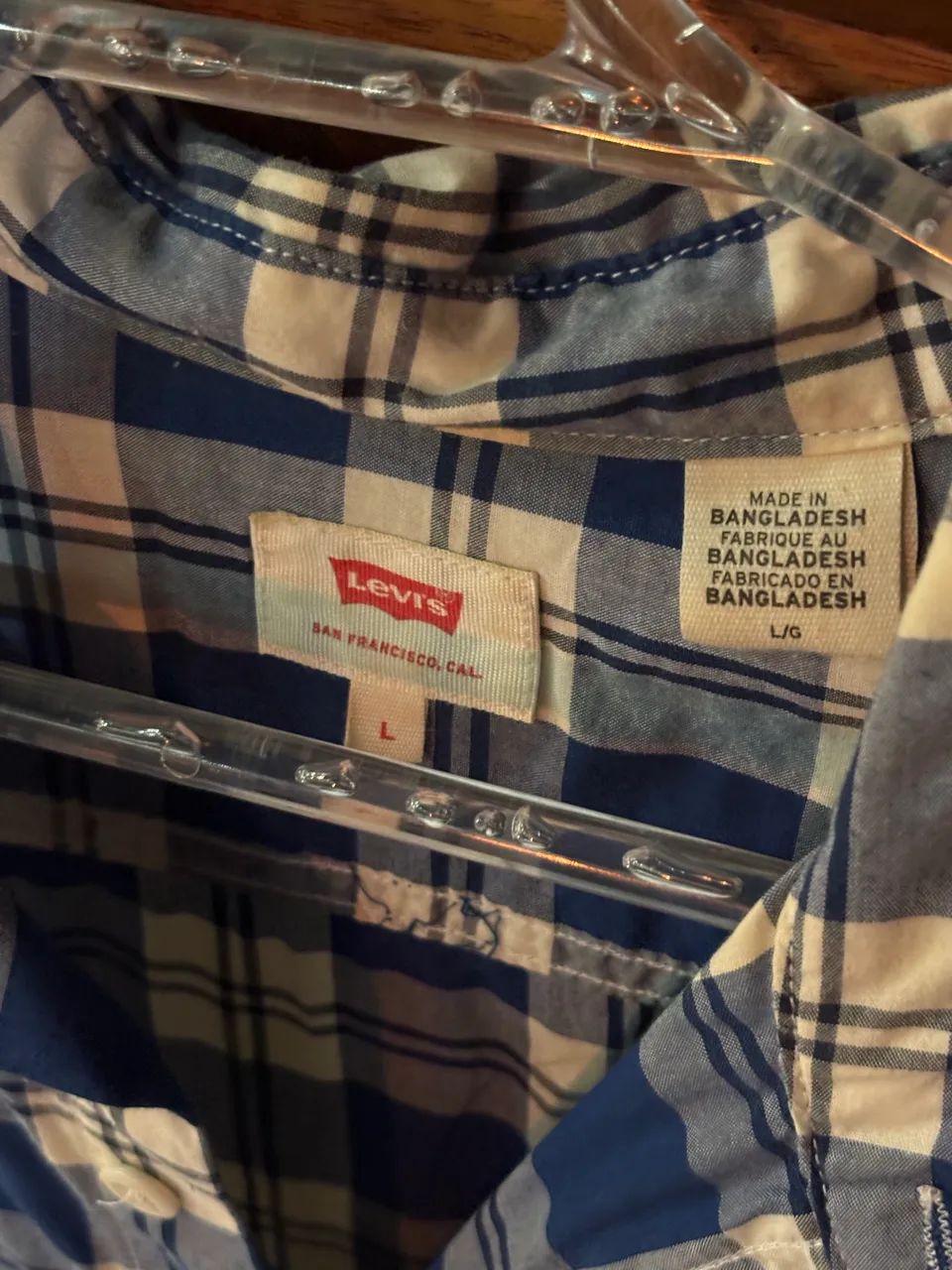 Camisa Levis Xadrez Azul Manga Longa - Foto 3