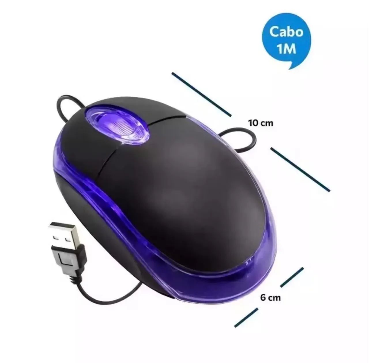 Mouse USB Óptico 1200 DPI com Fio para PC Notebook - 3 Botões - Foto 5