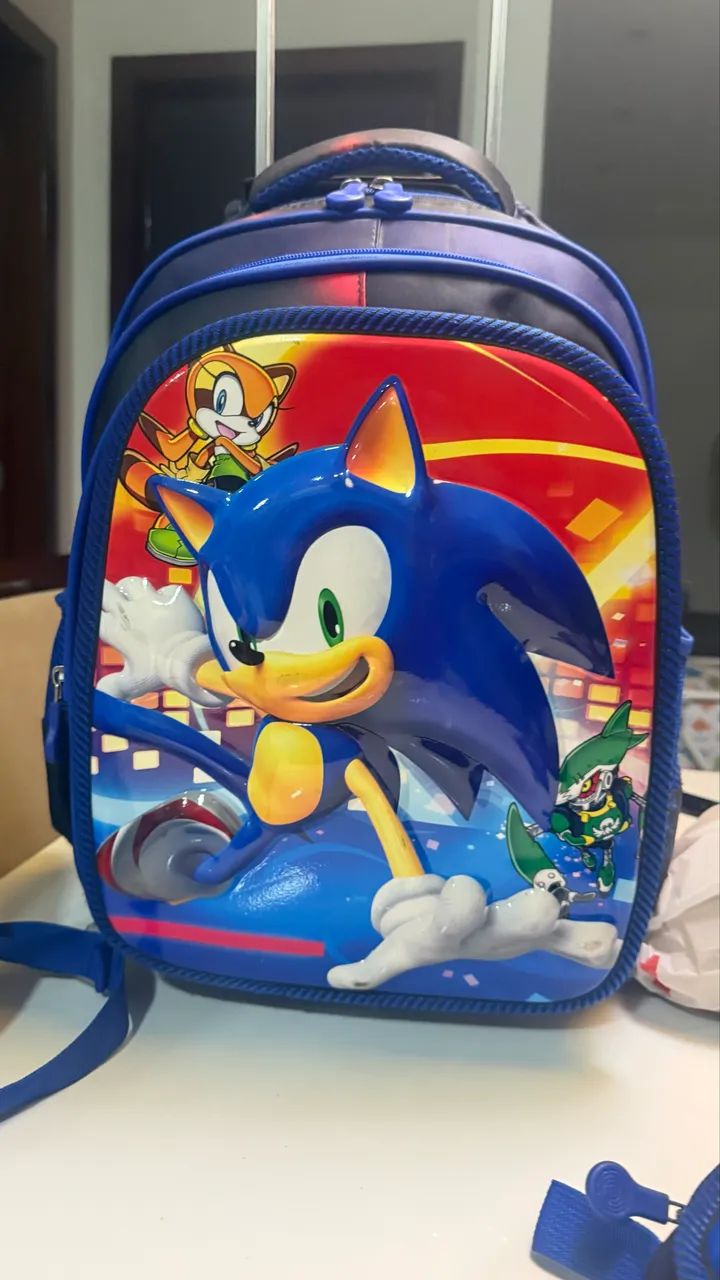 Kit de bolsa escolar do Sonic - imagem alto relevo - Foto 4