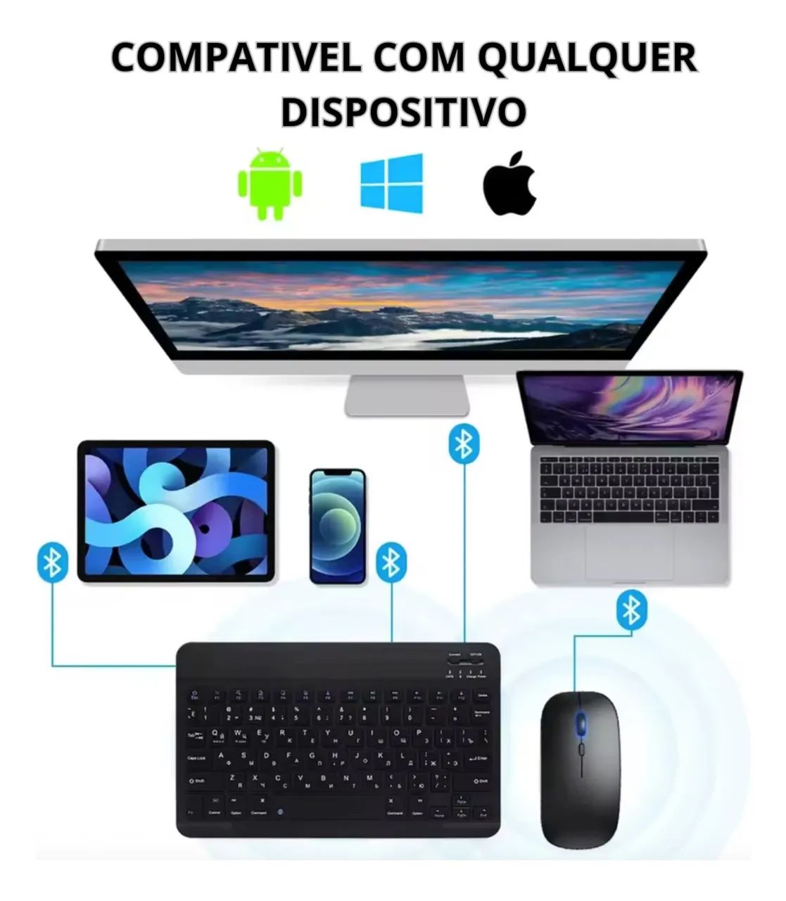 Teclado Bluetooth Celular Sem Fio Para Tablet Celular Computador - Foto 3