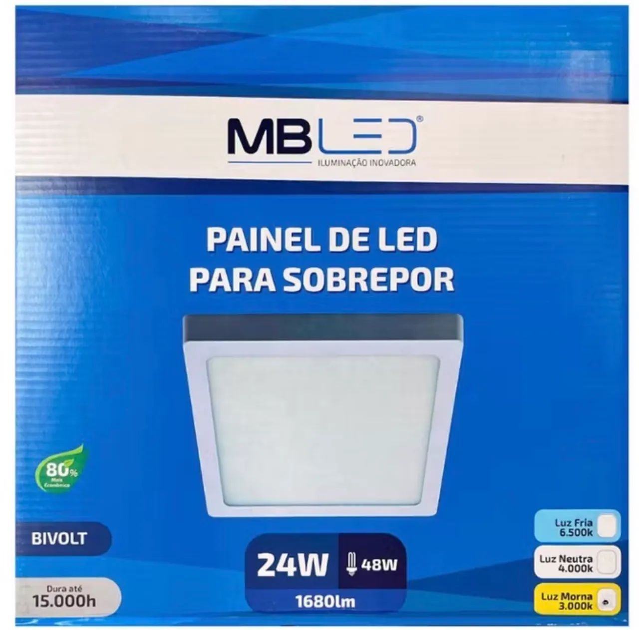Painel Plafon Led Sobrepor 30X30cm 24W 4000K Bivolt - MB Led  - Foto 6