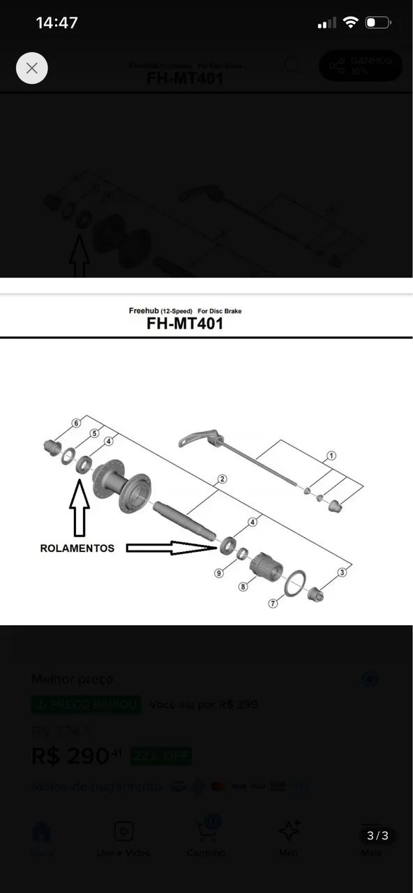 Cubo Traseiro Shimano MT401 MICROSPLINE  - Foto 2