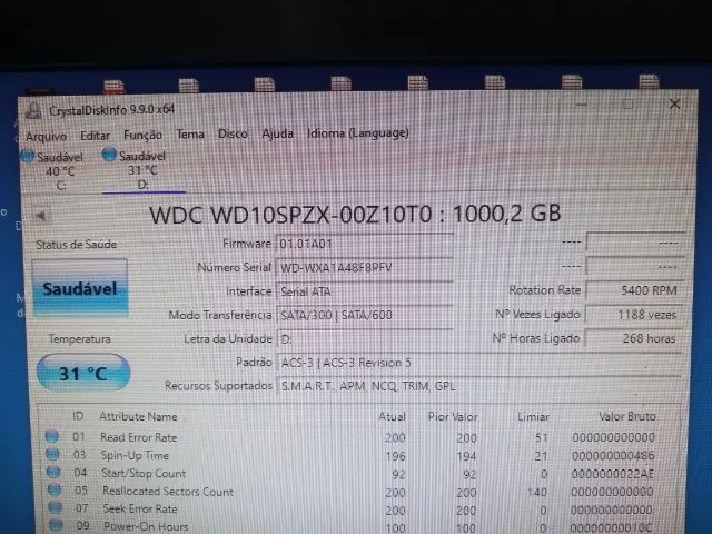 HD de Notebook  1 Tera WD BLue - Foto 4