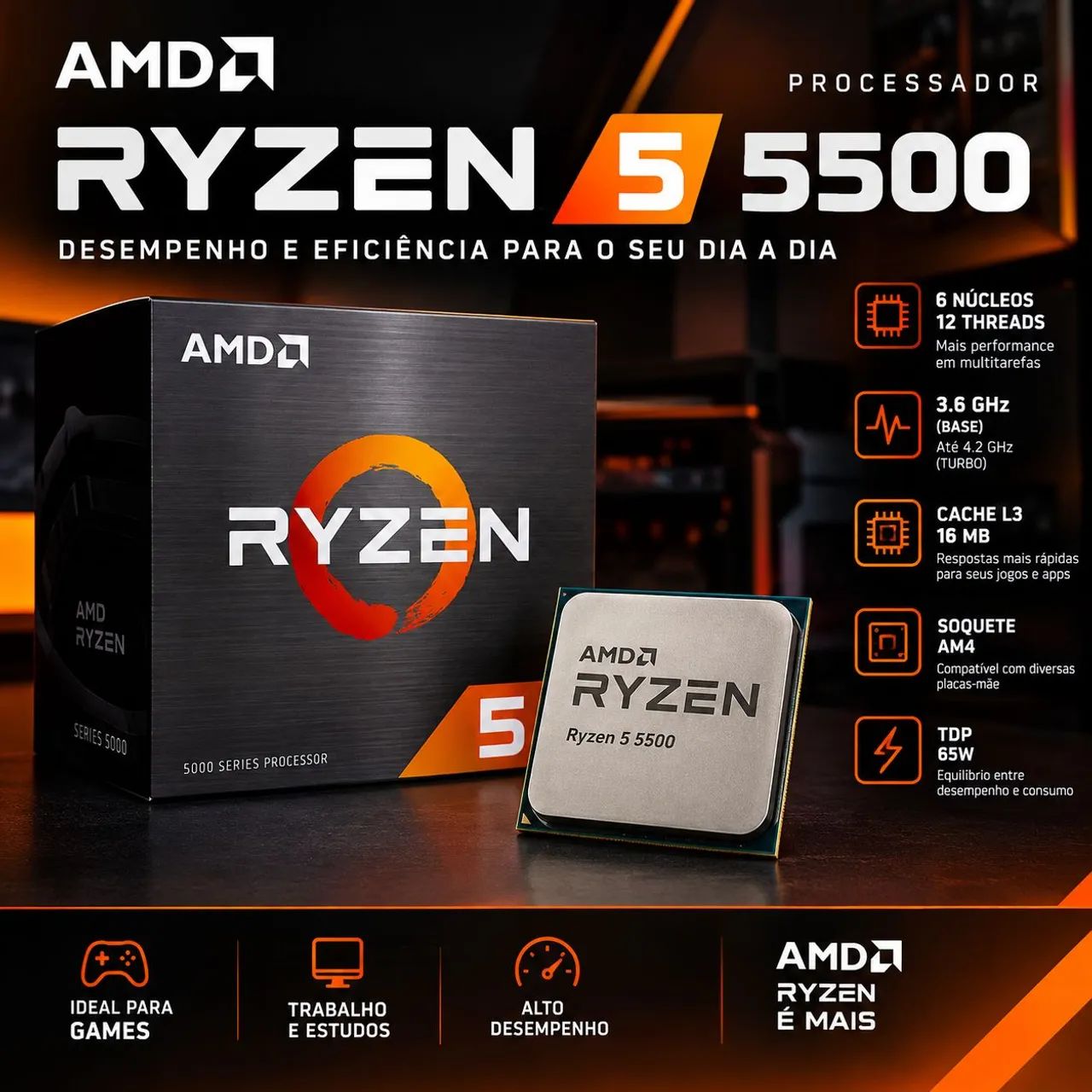 Processador Ryzen 5 5500(NOVO, LACRADO) - Foto 3
