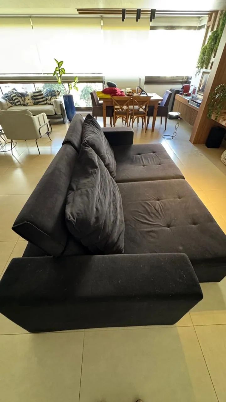 Sofá preto 4 lugares - retrátil - Foto 3