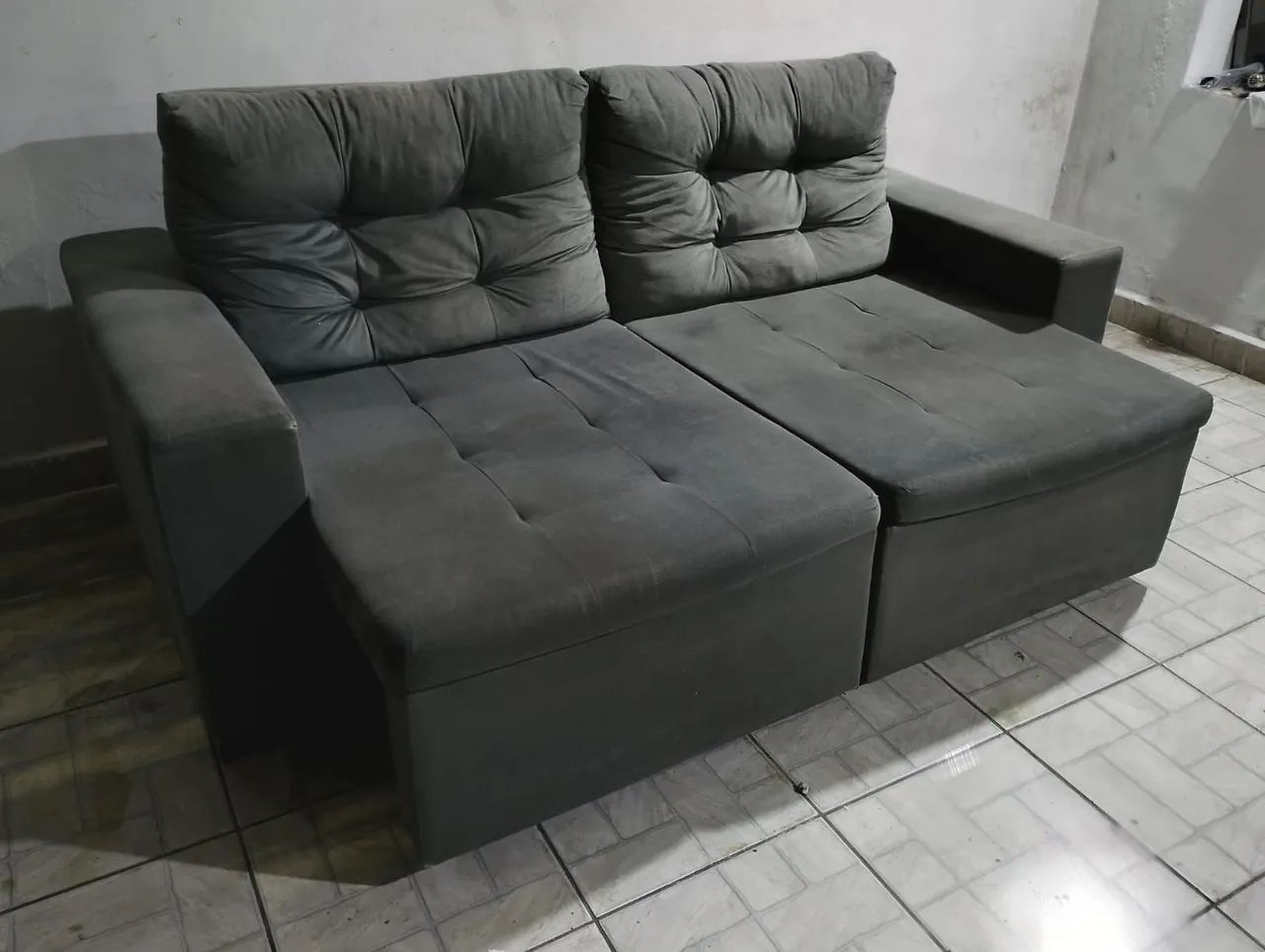 Sofa retrátil e reclinavel cinza - ENTREGO! - Foto 3