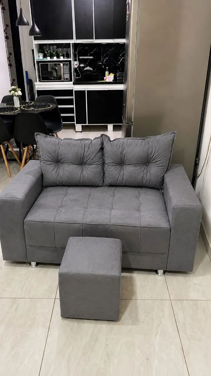 Sofá 2 Lugares + Pufe de Brinde | Frete Grátis | R$ 550 - Foto 3