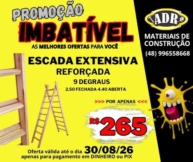 Escada De Eucalipto Extensiva 9 Degraus