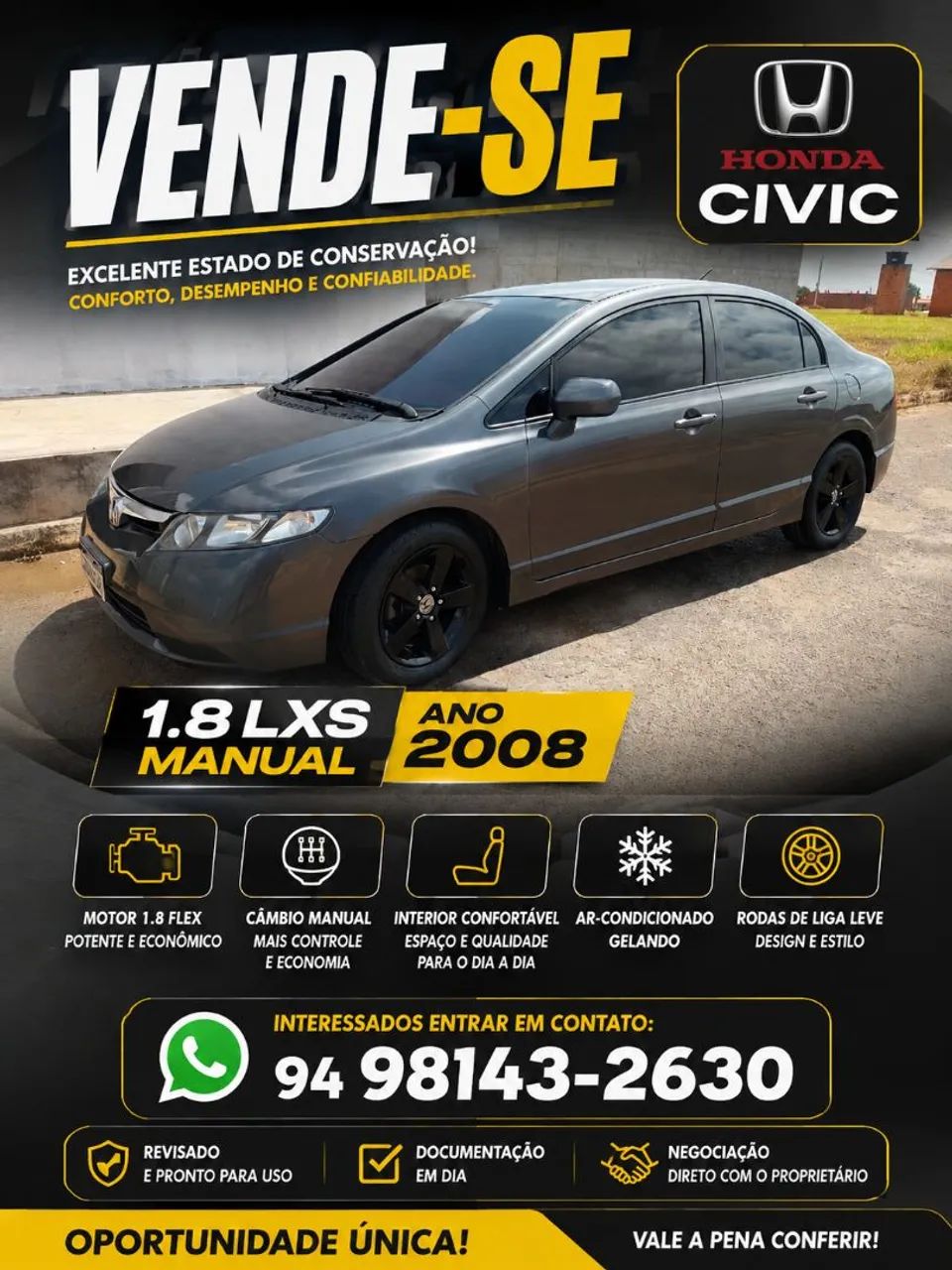 Honda Civic Civic Sedan LXS 1.8/1.8 Flex 16V Mec. 4p 2008