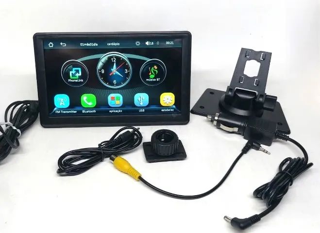 Multimídia Portátil USB Bluetooth Carplay Android auto