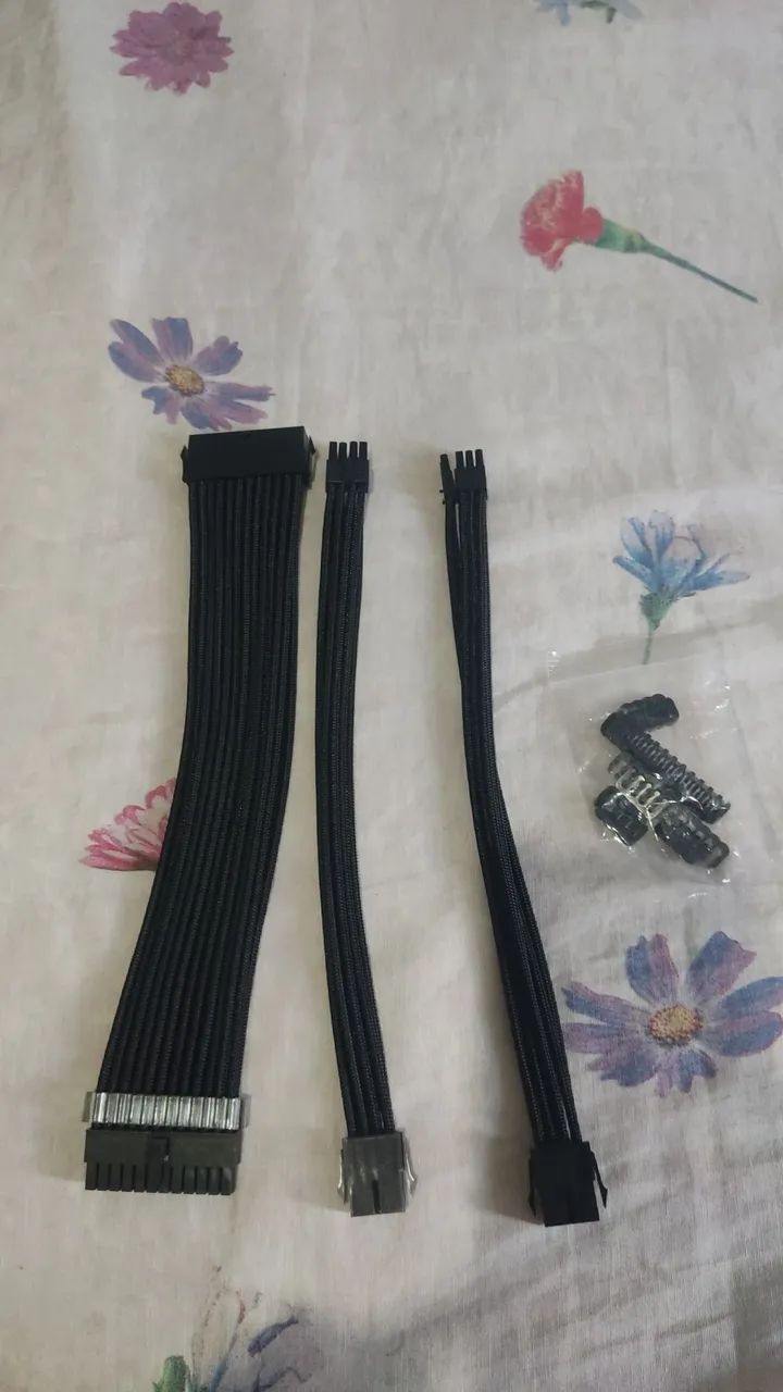 Kit 3 Cabos Sleeved 30CM Black  - Foto 3