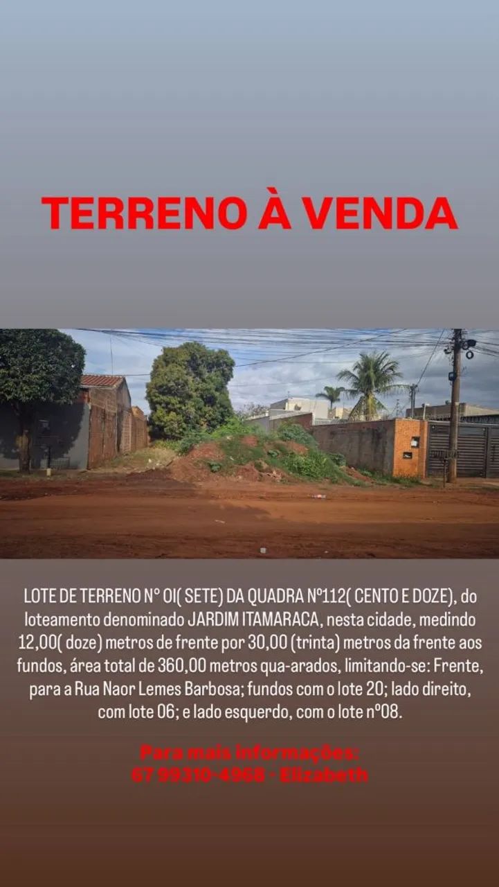 Vendo um terreno 