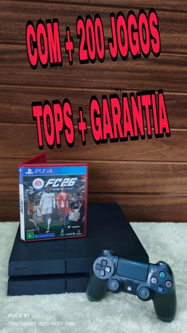 PS4 + 200 jogos tops 