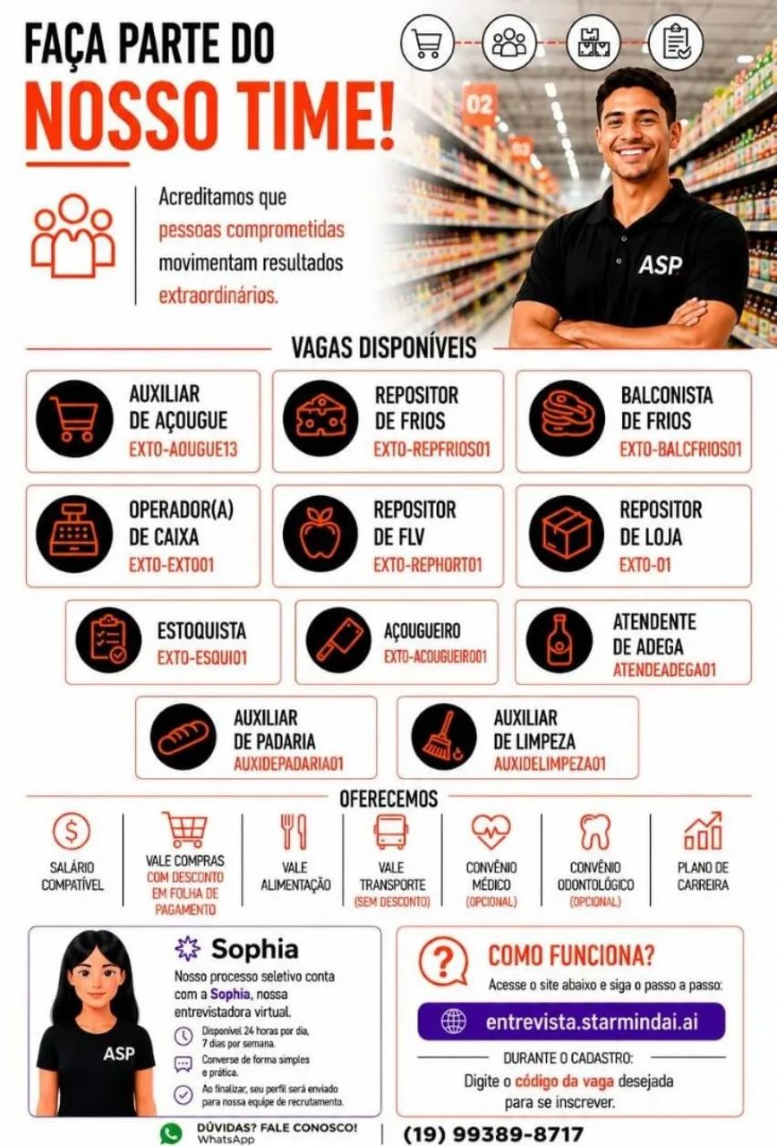 Vagas disponíveis 