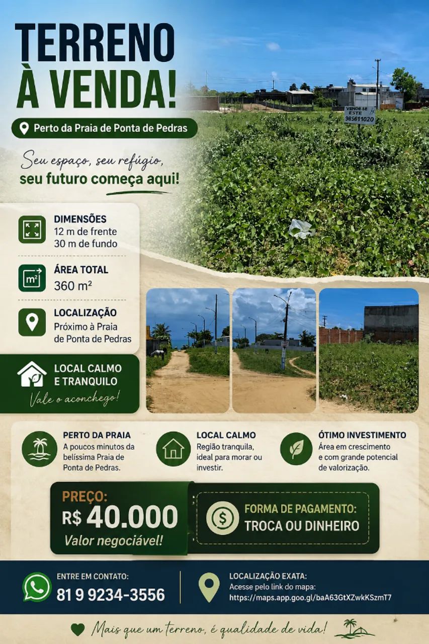 Terreno no Loteamento de Ponta de pedras