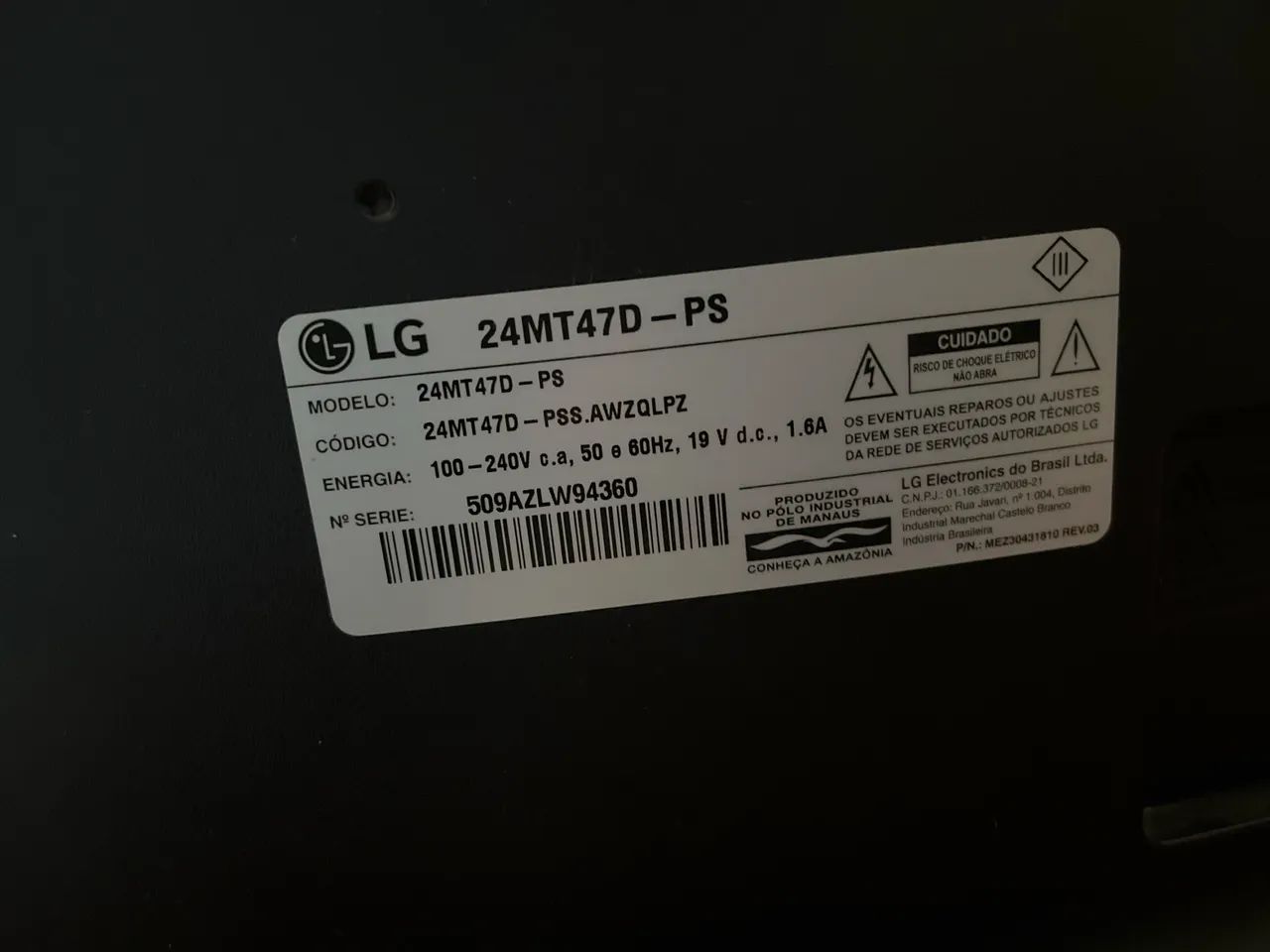 TV/MONITOR 24 polegadas LG