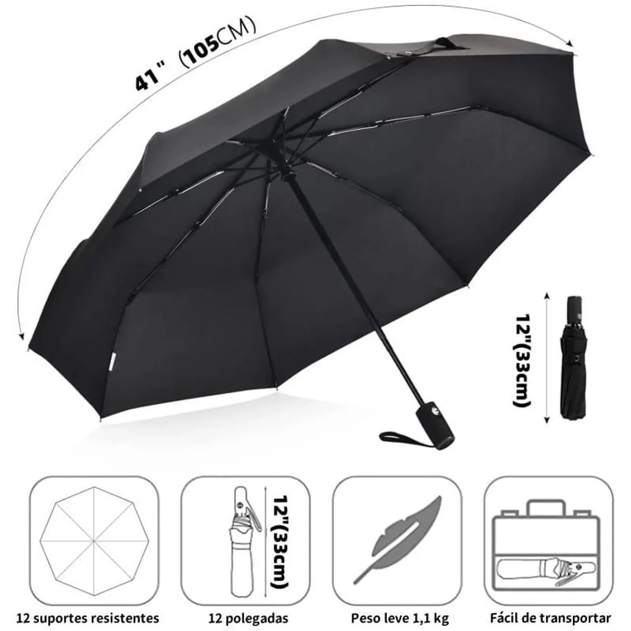 Guarda chuva resistente haste dupla