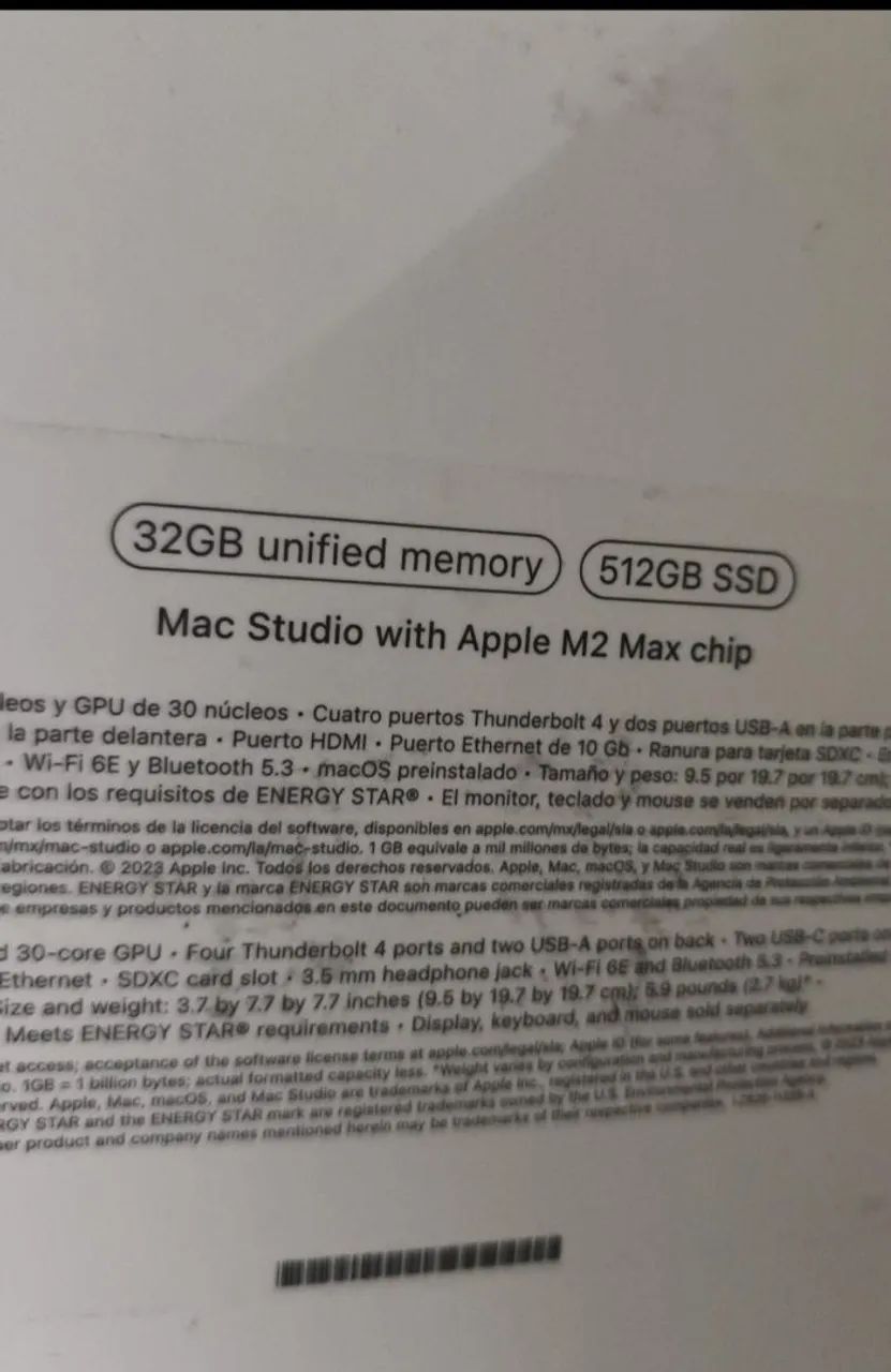 Mac Studio MQH73LL/A M2 Max 12C 512 GB