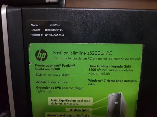 Computador Hp Pavilion Slimline S5200br Intel Dual Core 3gb - Foto 3