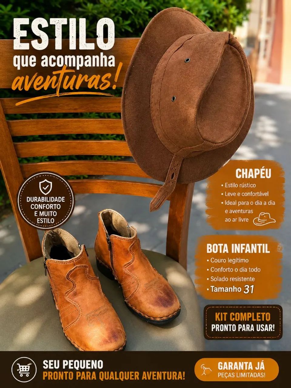 Conjunto bota e chapéu 