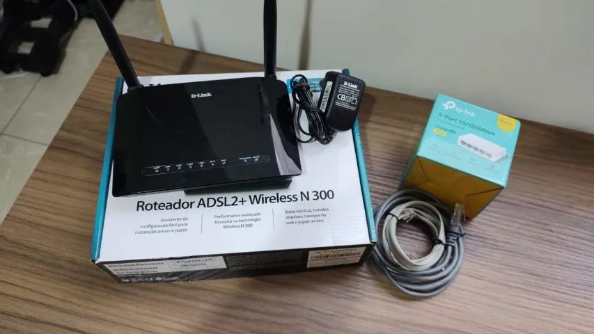 Kit Rede D-Link N300 + Switch TP-Link 5 Portas + Fonte e Cabos - Foto 4