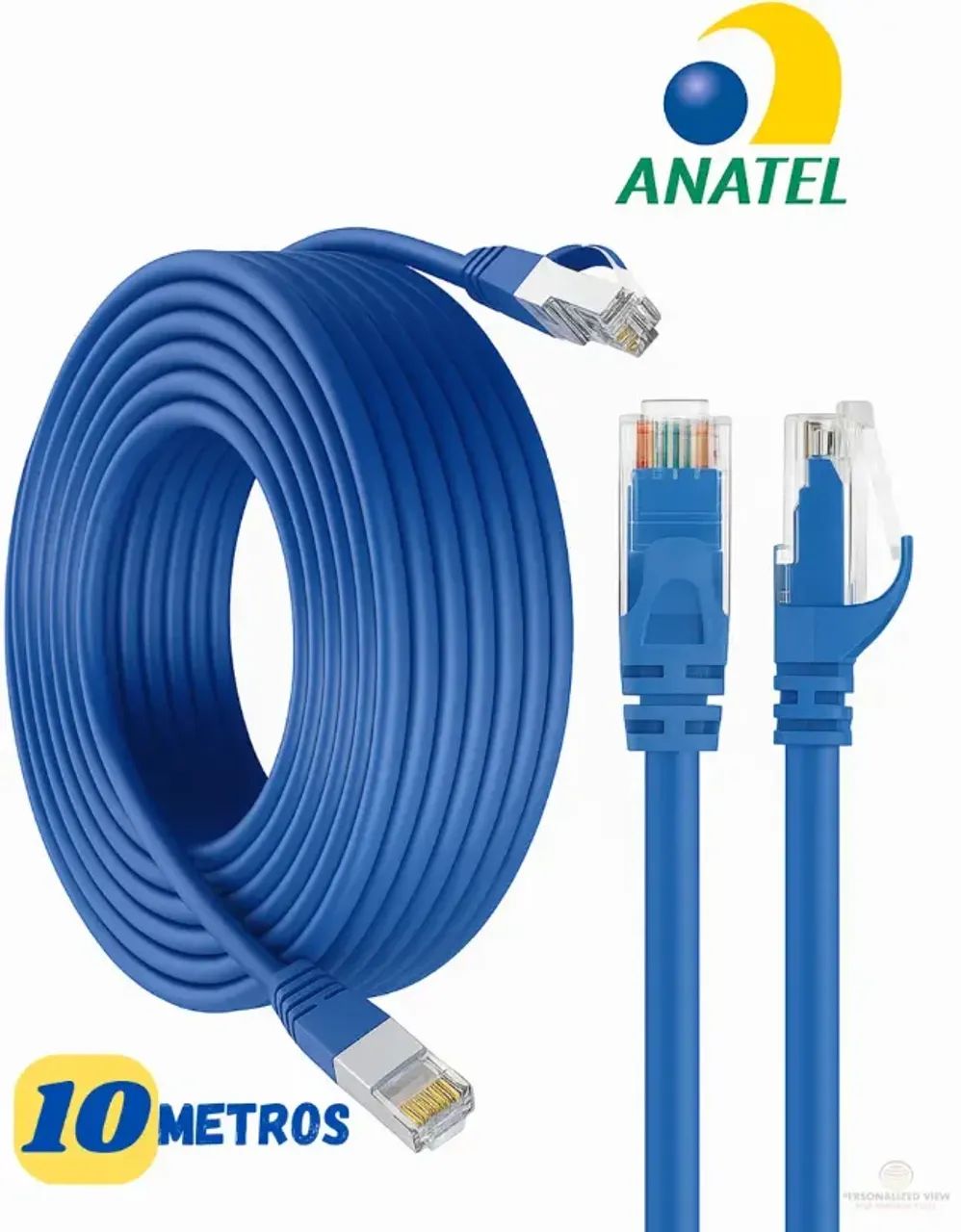 CABO DE REDE INTERNET LAN RJ45 CAT5 MONTADO 10 METROS ALTOMEX.