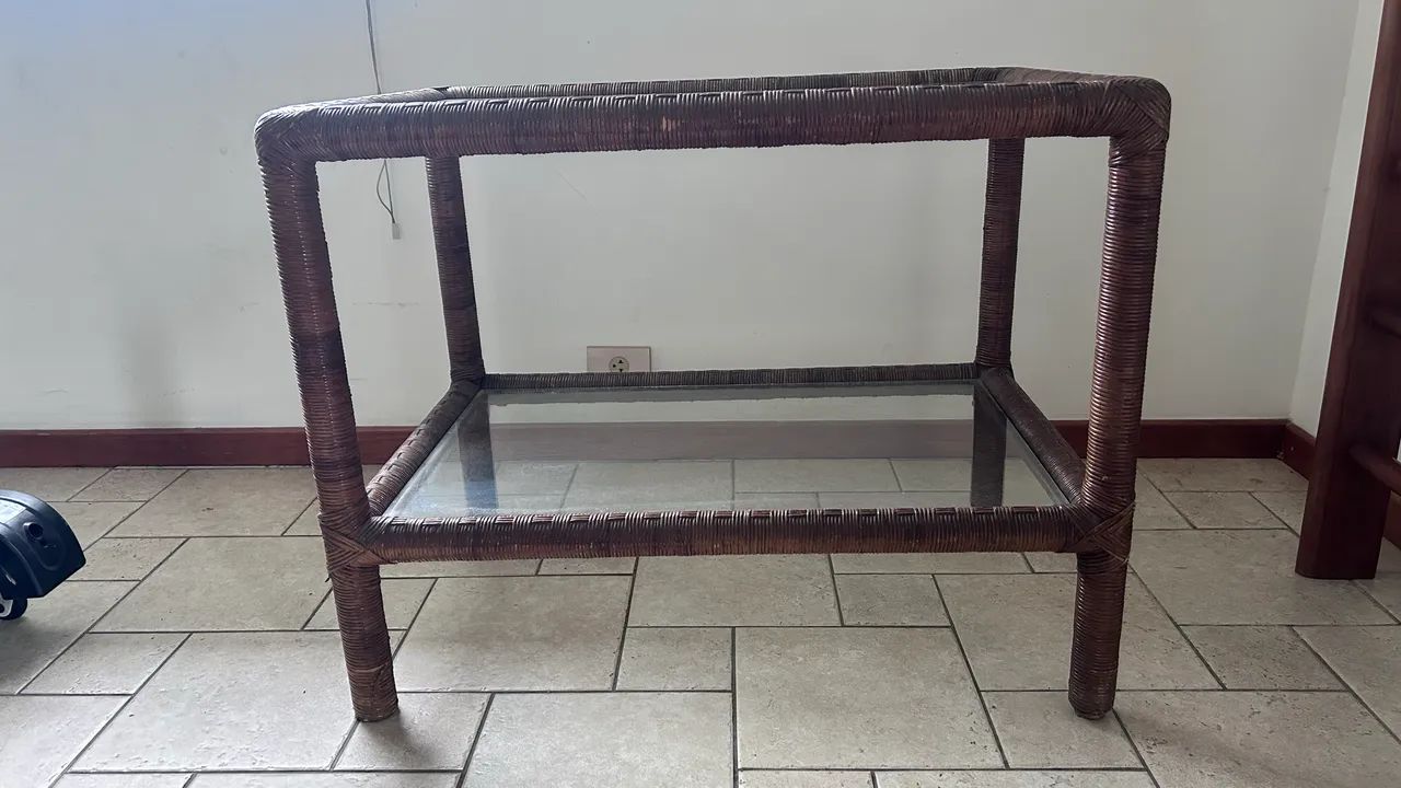 Mesa com tampo de vidro rattam - Foto 2