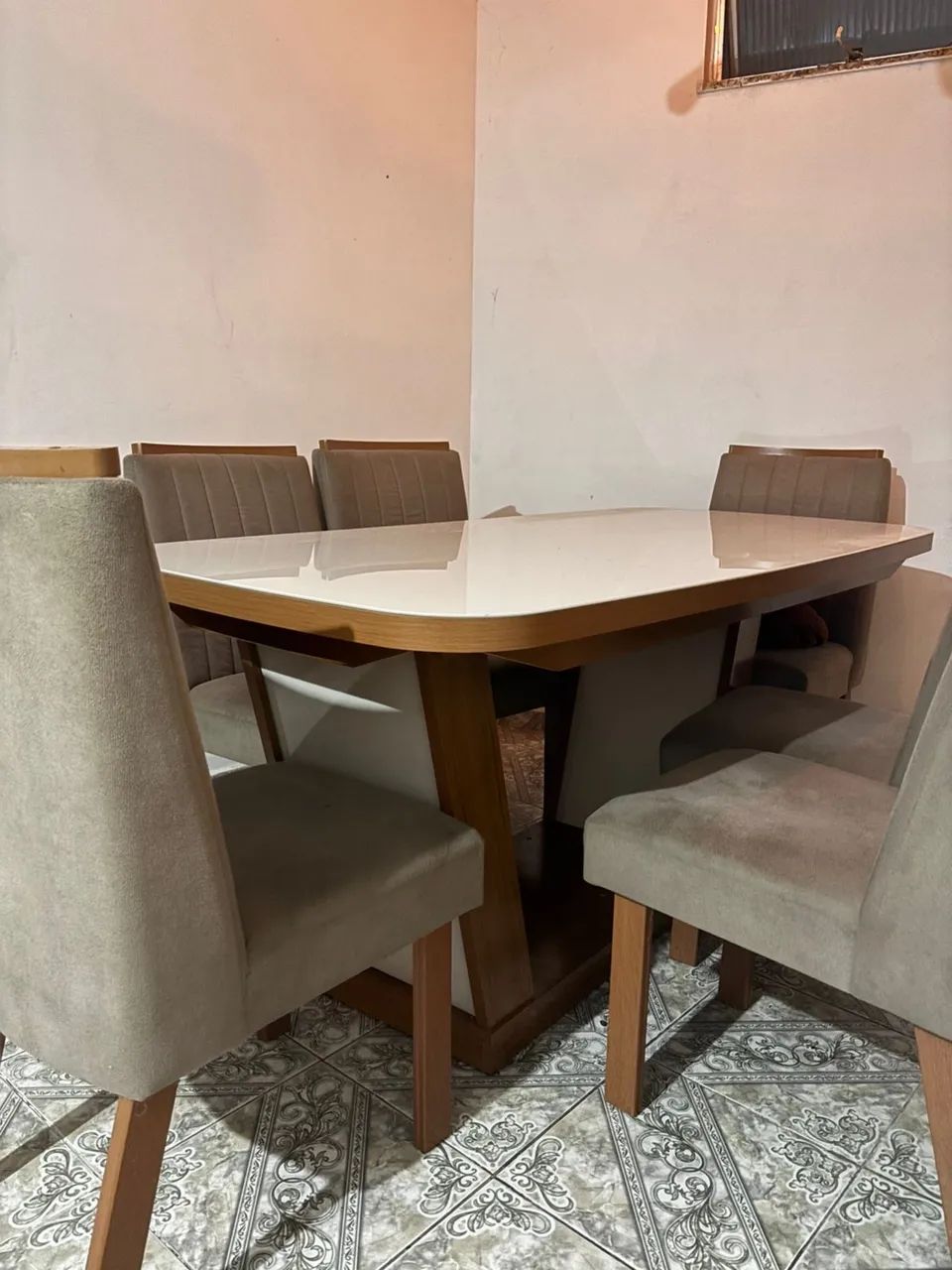 Mesa 6 cadeiras tampo de vidro duplo - Foto 3